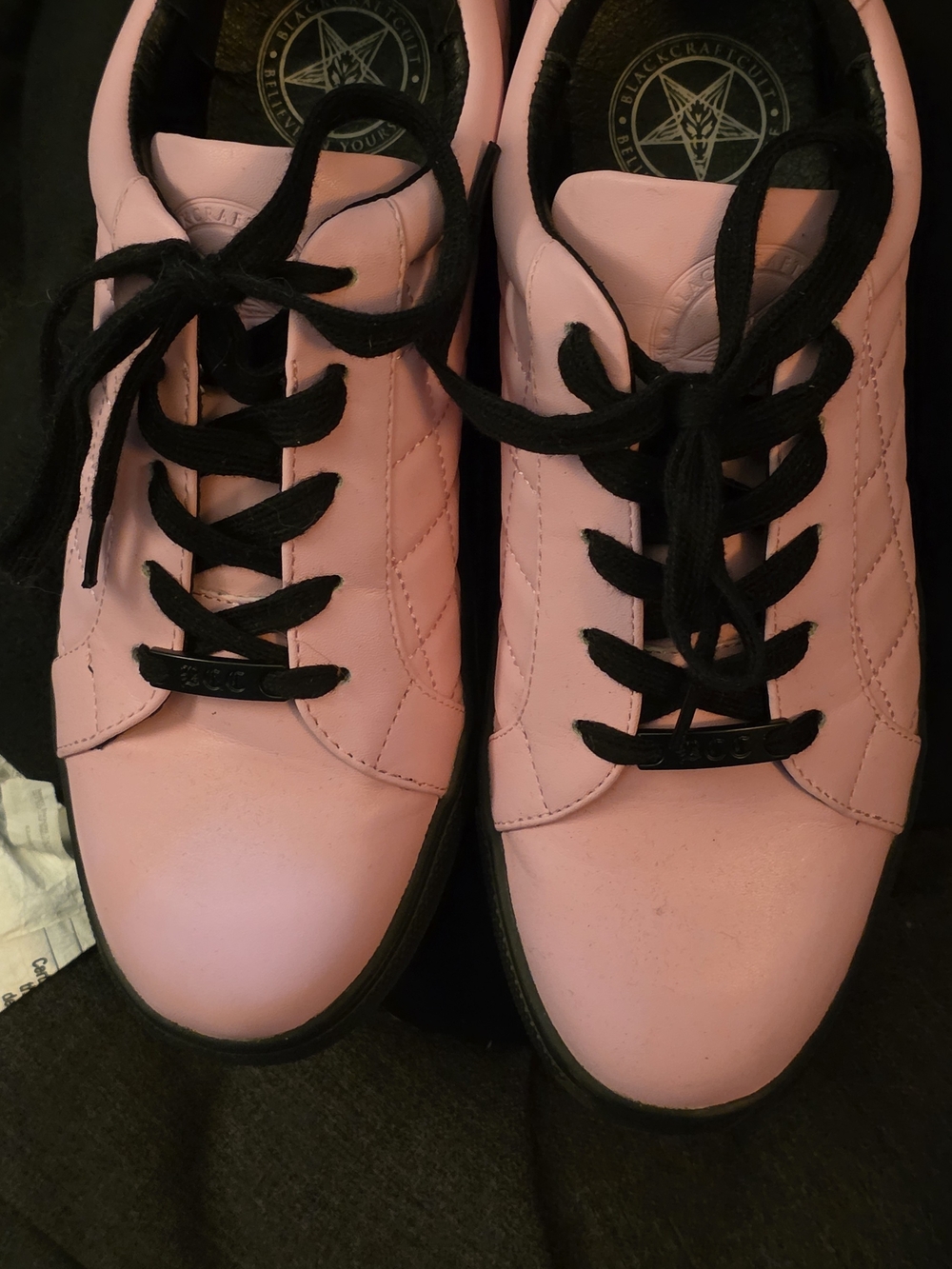 BLACKCRAFTCULT Pink Women's Quilted Lace-Up Sneakers Sz 8 Feels 7.5 Size